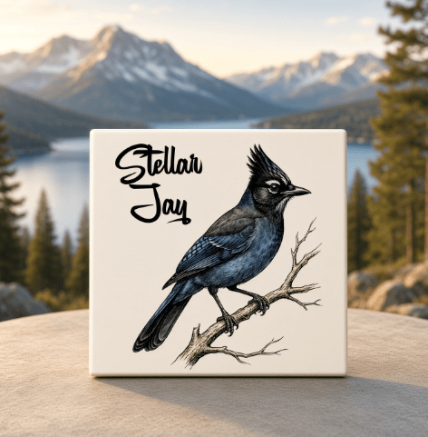 Stellar Jay Native Lake Tahoe Bird Coaster - Lake Tahoe Gifts