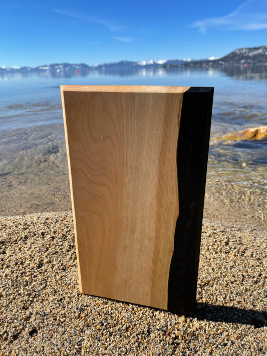 Curly Maple & Black Epoxy Resin Charcuterie Board