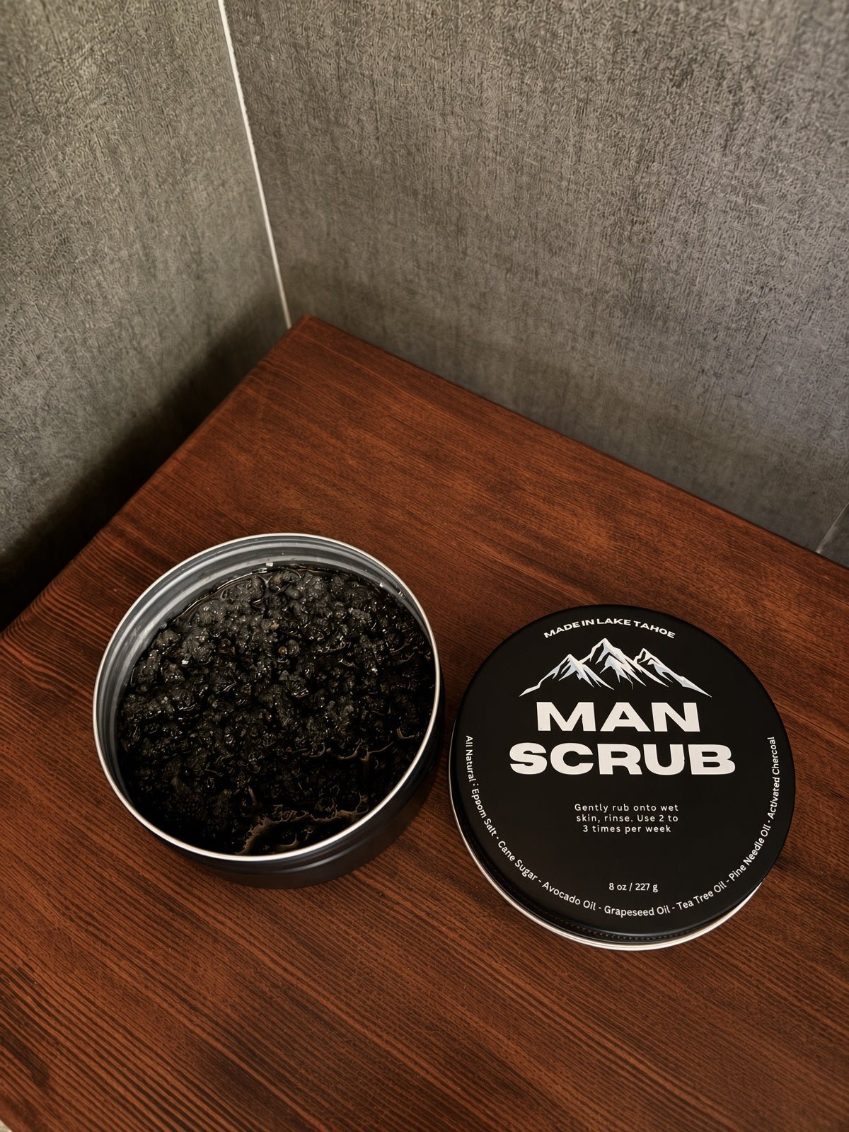 All-Natural Activated Charcoal Body Scrub for Men | Made in Lake Tahoe 8oz - Lake Tahoe Gifts