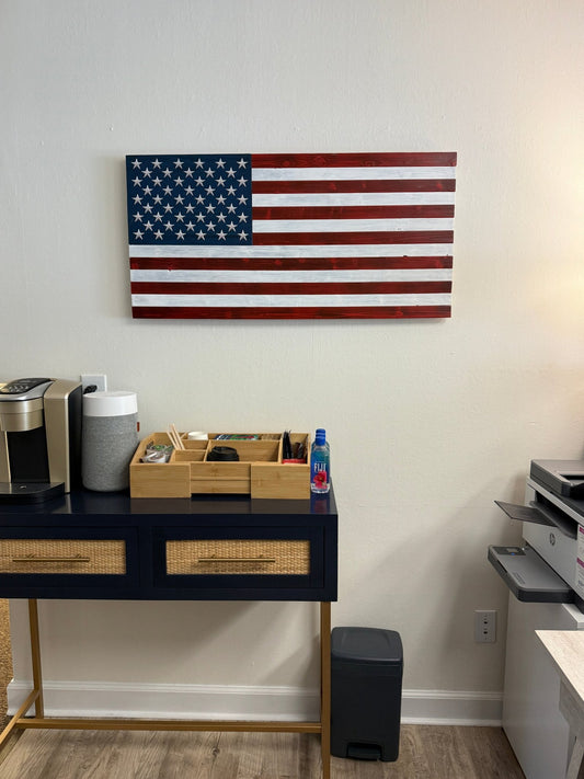 Distressed Wood American Flag Wall Art - Large - Rustic Incline