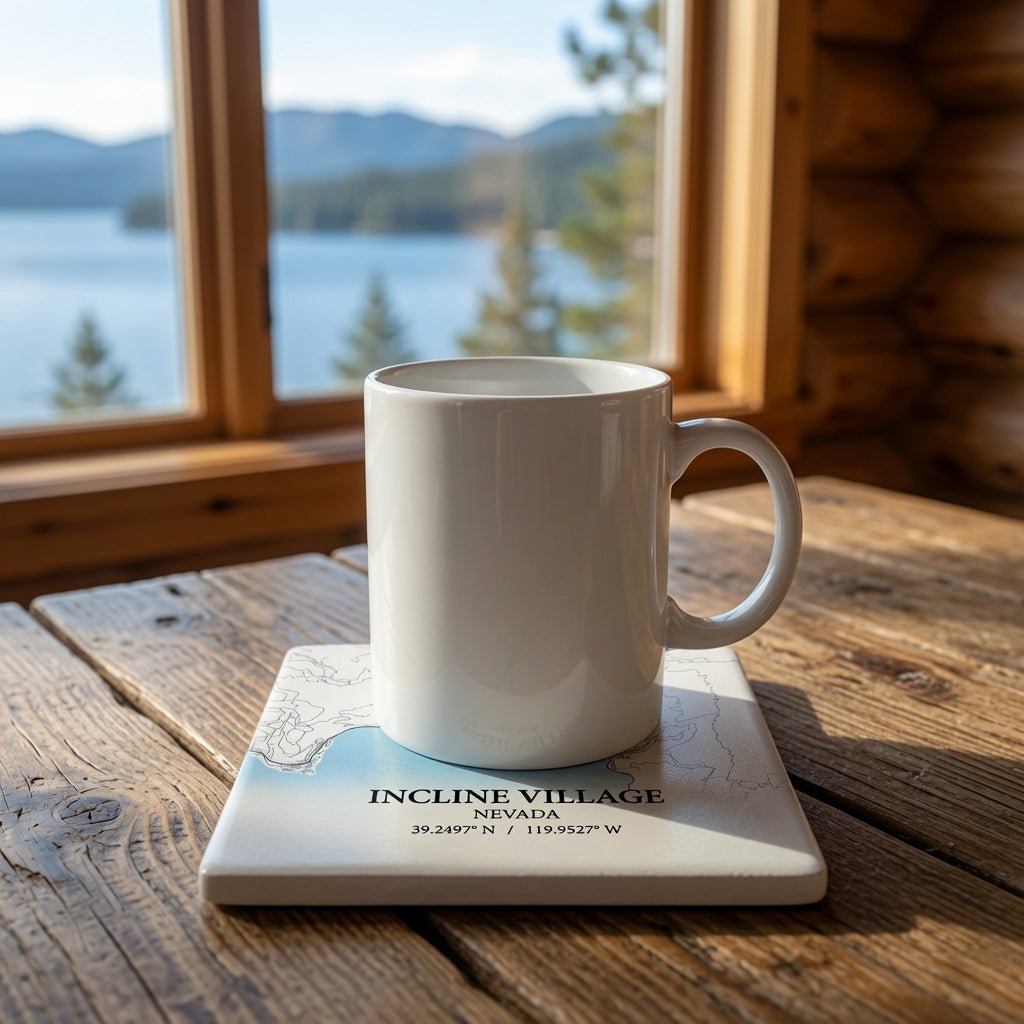 Incline Village Nevada Lake Tahoe Street Map Coaster - Rustic Incline