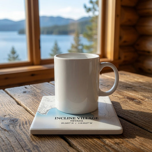 Incline Village Nevada Lake Tahoe Street Map Coaster - Rustic Incline