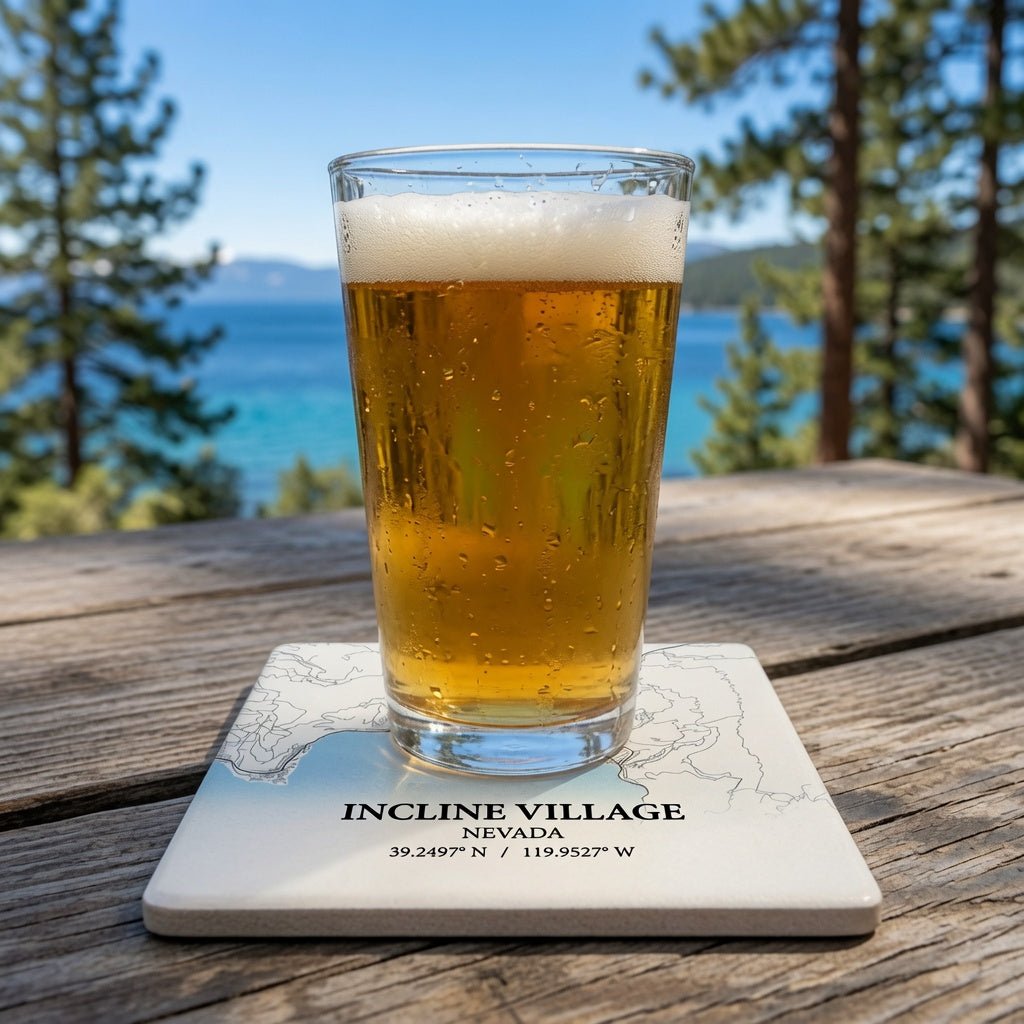 Incline Village Nevada Lake Tahoe Street Map Coaster - Rustic Incline