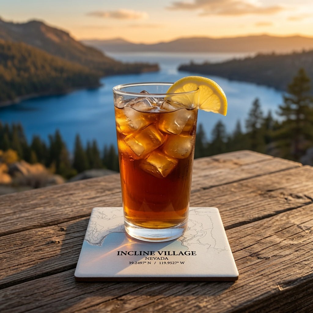 Incline Village Nevada Lake Tahoe Street Map Coaster - Rustic Incline