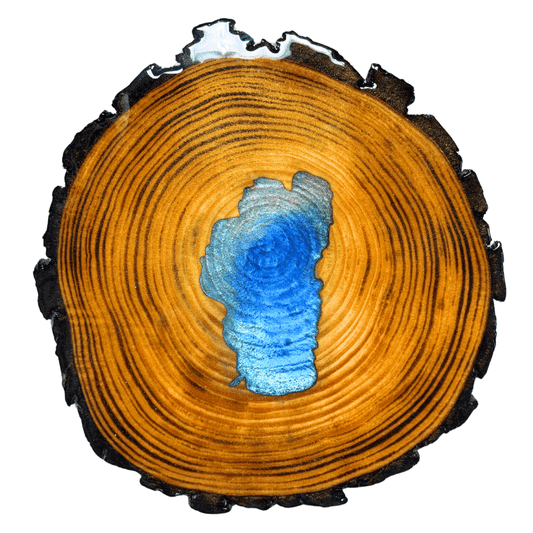 Lake Tahoe Lazy Susan – Handcrafted Wood & Resin Centerpiece for Dining, Serving, and Home Décor - Rustic Incline