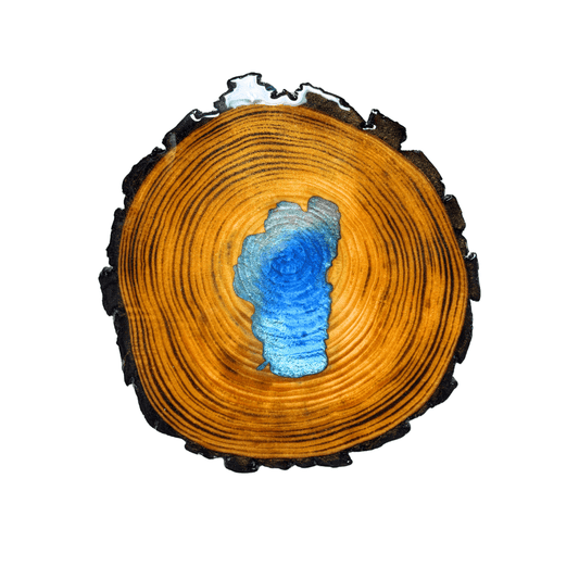 Lake Tahoe Lazy Susan – Handcrafted Wood & Resin Centerpiece for Dining, Serving, and Home Décor - Rustic Incline