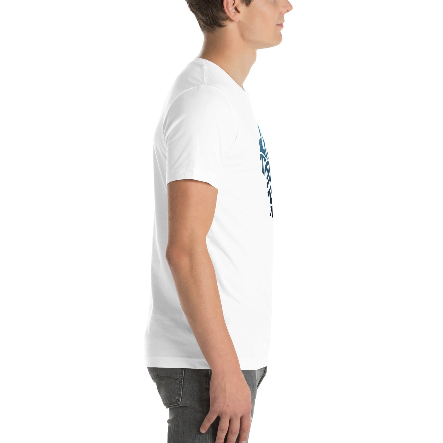 Lake Tahoe T Shirt Words in Teal - Rustic Incline