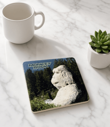 Monkey Rock Lake Tahoe Coaster – Iconic Tahoe Landmark Souvenir - Lake Tahoe Gifts
