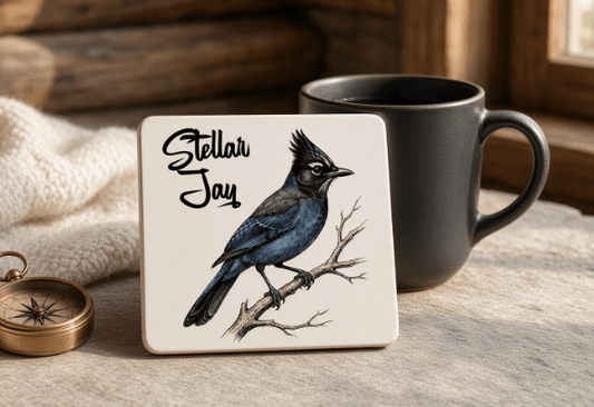 Stellar Jay Native Lake Tahoe Bird Coaster - Lake Tahoe Gifts