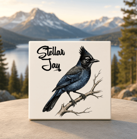Steller's Jay Native Lake Tahoe Bird Coaster - Lake Tahoe Gifts
