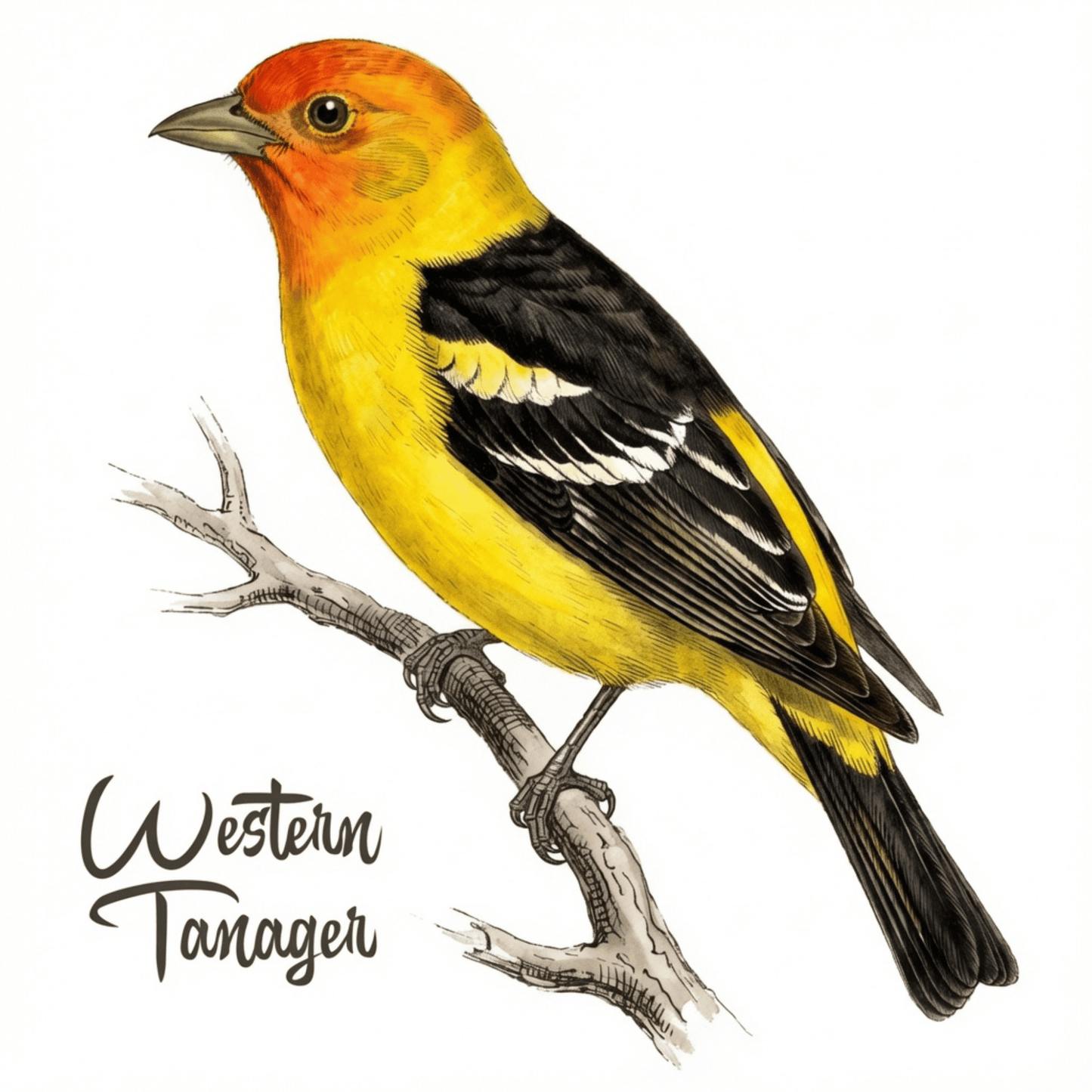 Western Tanager Native Lake Tahoe Bird Coaster - Lake Tahoe Gifts