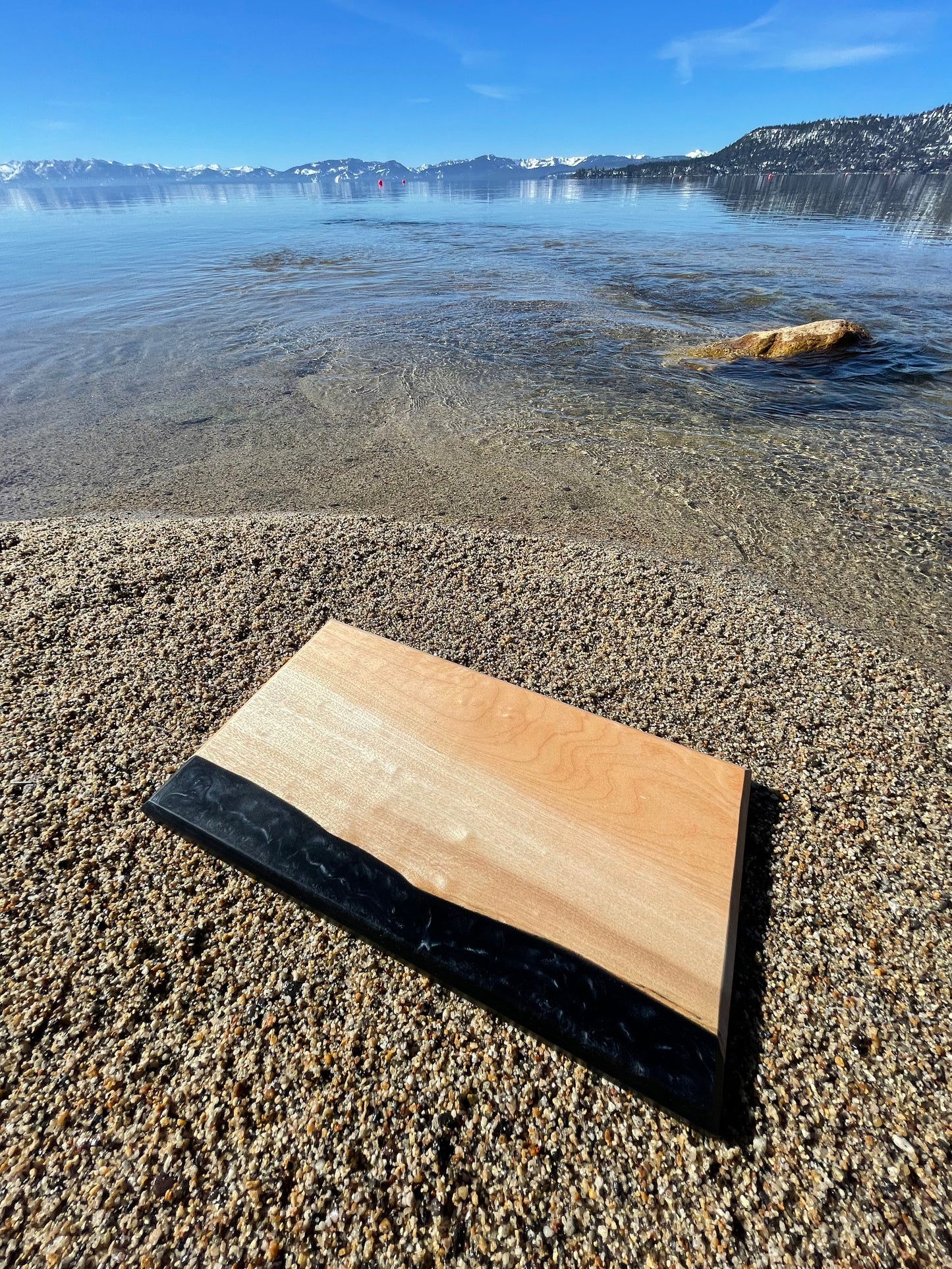 Curly Maple & Black Epoxy Resin Charcuterie Board