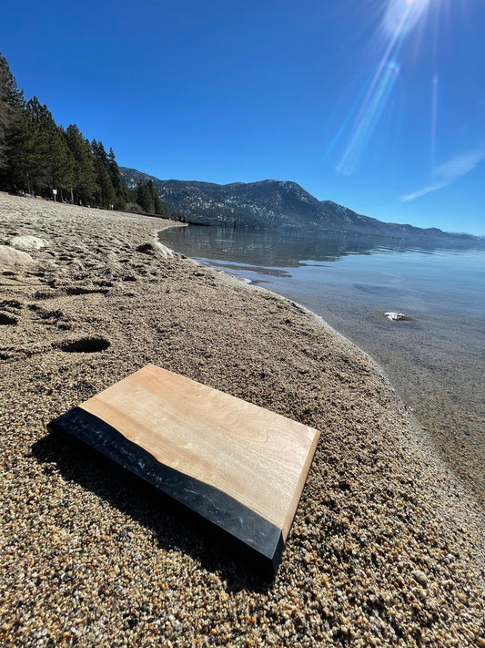 Curly Maple & Black Epoxy Resin Charcuterie Board