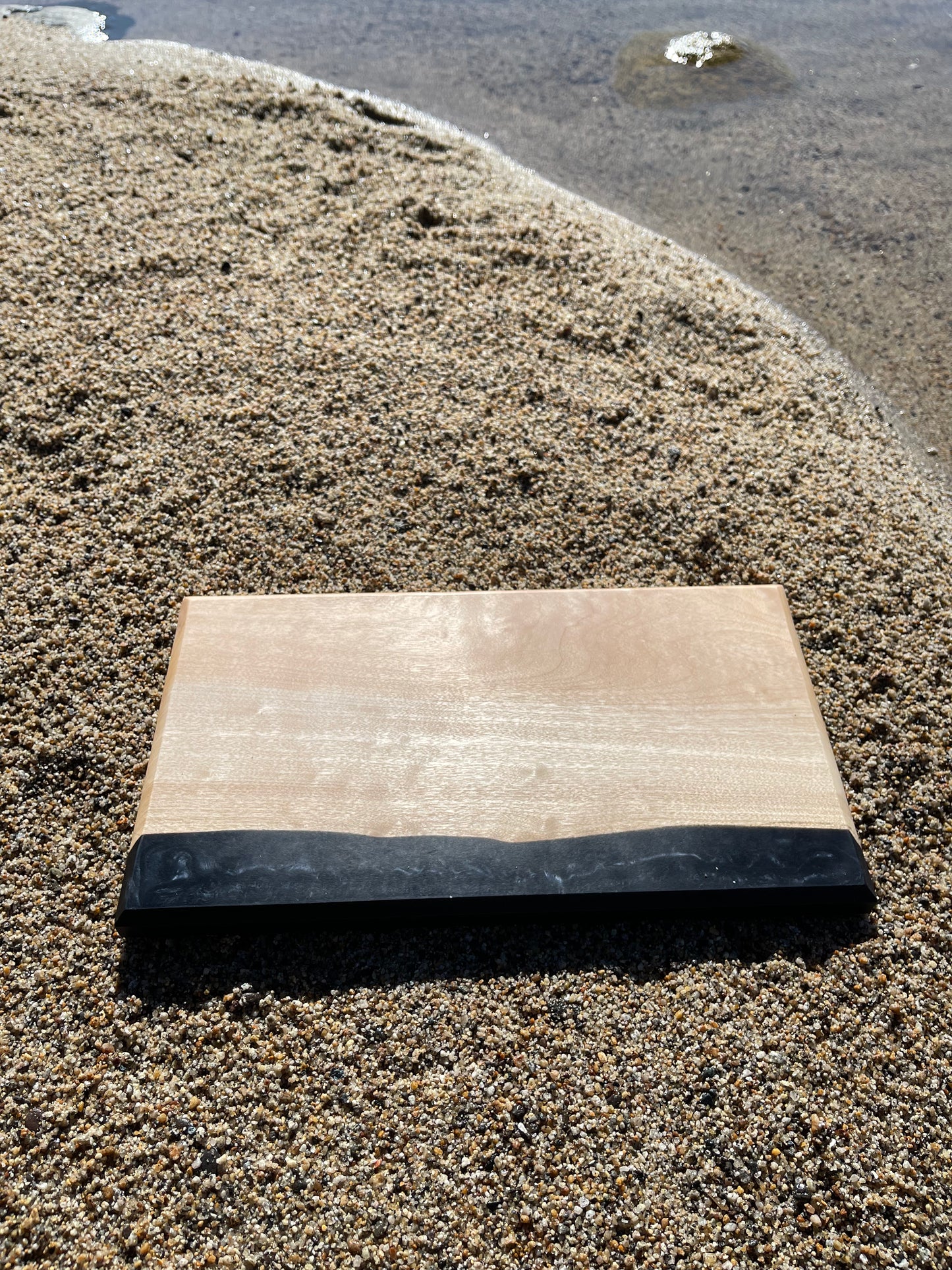 Curly Maple & Black Epoxy Resin Charcuterie Board