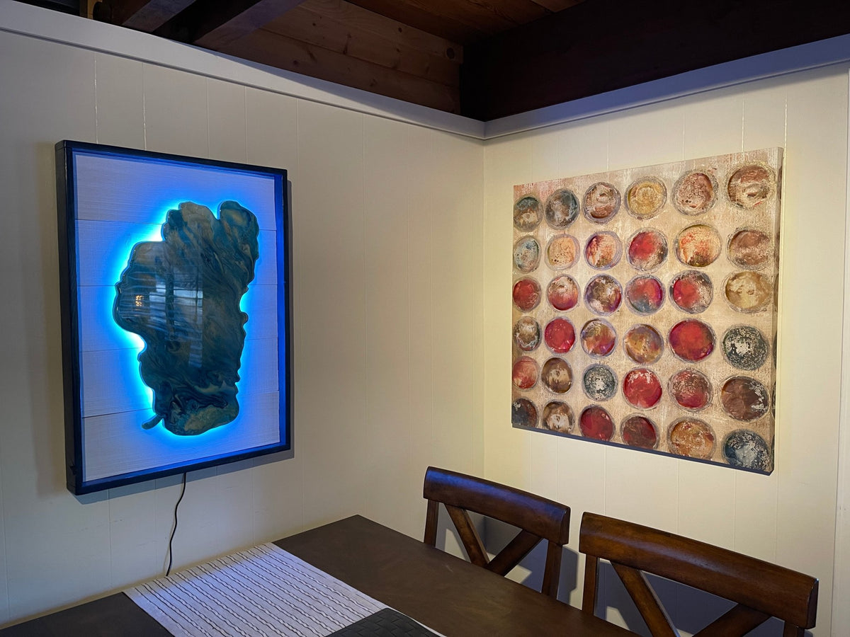 Framed Lake Tahoe Resin Art with LED lights - Lake Tahoe Gifts