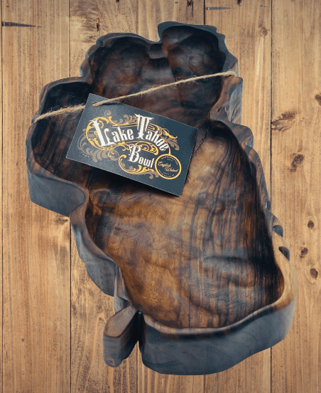 Handcrafted Lake Tahoe Bowl In Walnut Wood - Lake Tahoe Gifts