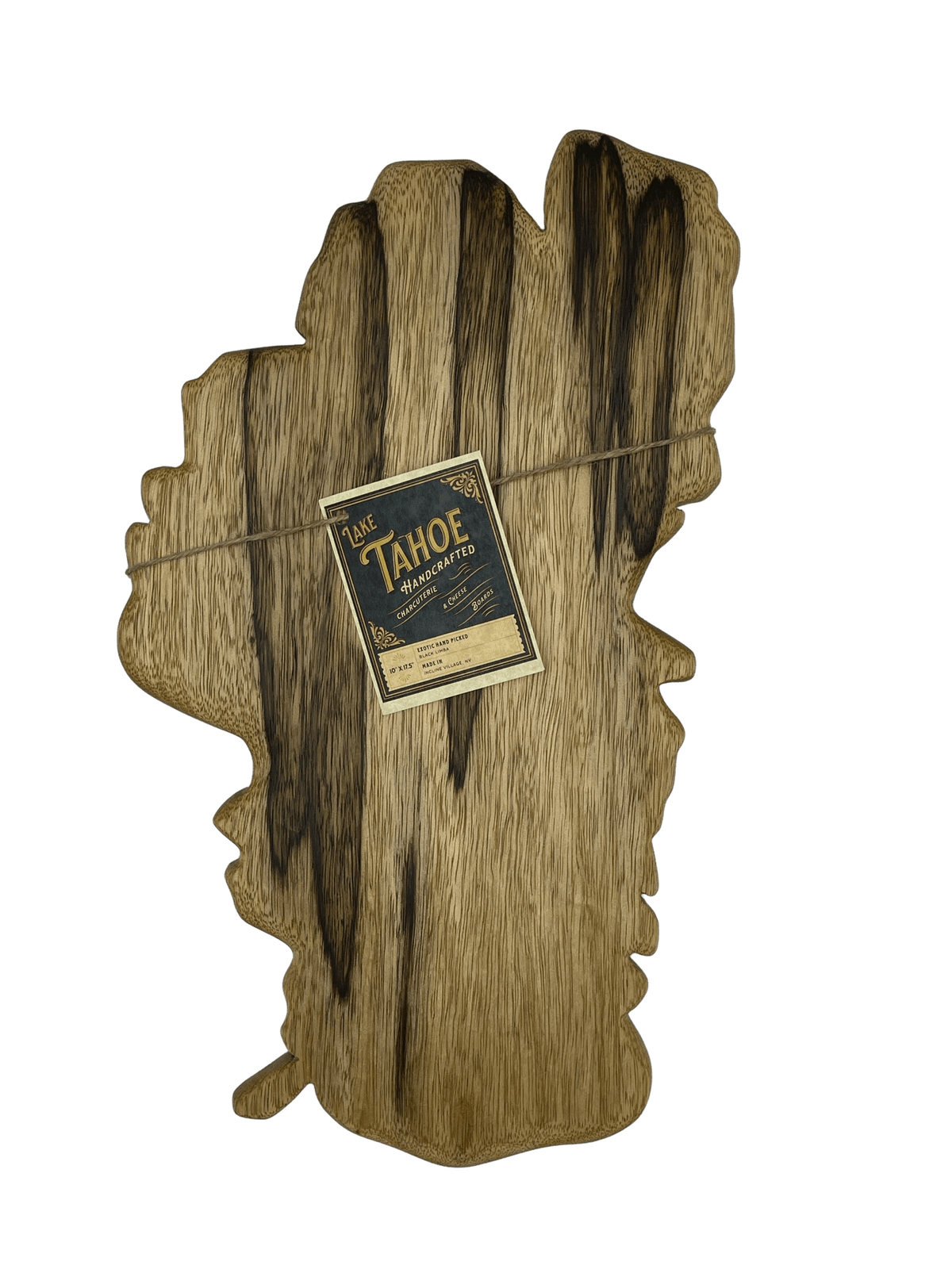 Lake Tahoe Charcuterie Board & Wall Art in Black Limba Wood - Lake Tahoe Gifts