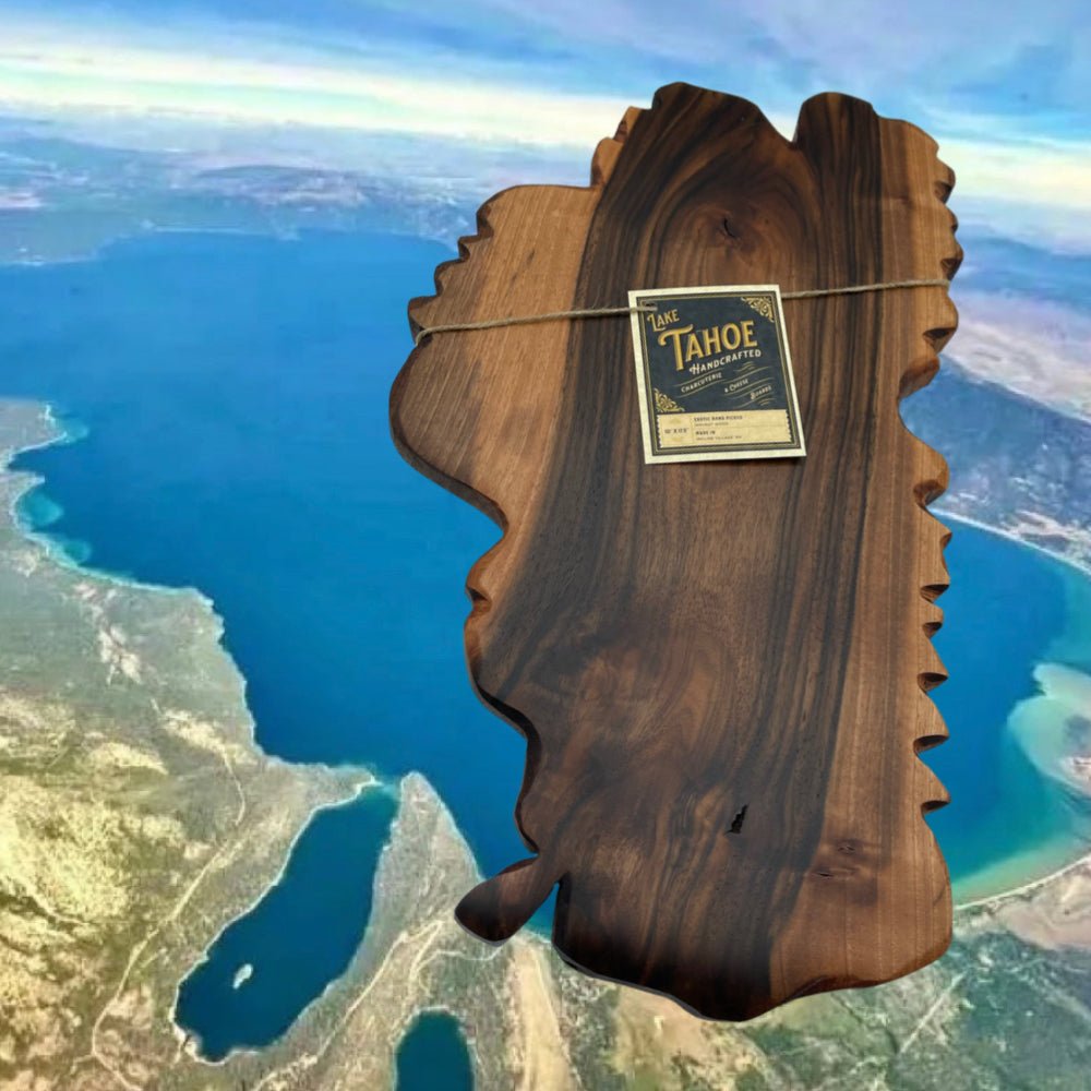 Lake Tahoe Shaped Charcuterie Board + Wall Art Made With English Walnut - Lake Tahoe Gifts