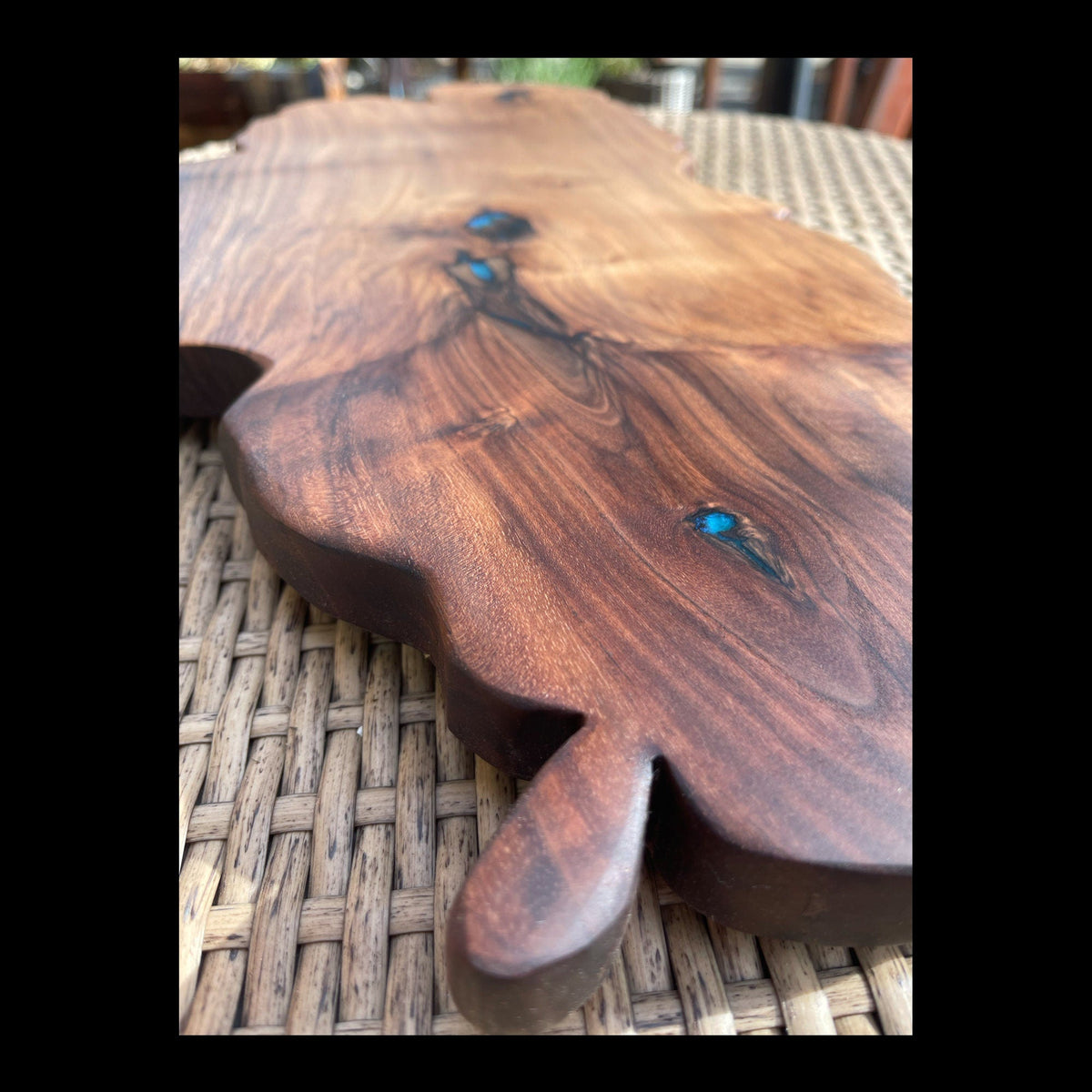 The Original Lake Tahoe Cheese Board In Walnut with Turquoise Acrylic - Lake Tahoe Gifts